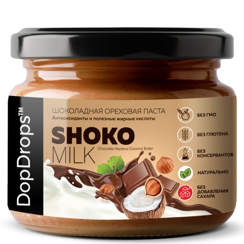 DopDrops Паста молочный шоколад с фундуком Shoko Milk Hazelnut Coconut Butter