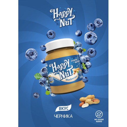 Happy Life Happy Nut Blueberries Арахисовая паста с черникой