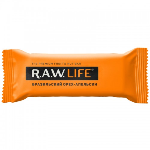 Raw life Орехово-Фруктовый батончик Бразильский орех-апельсин