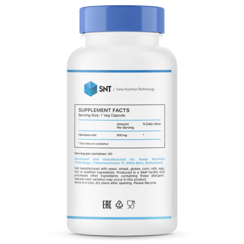 SNT Alpha Lipoic Acid 600 мг 60 растительных капсул