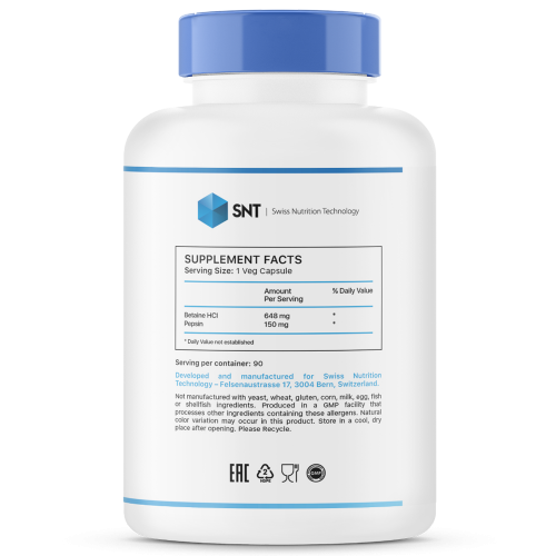 SNT Betaine HCL 90 растительных капсул